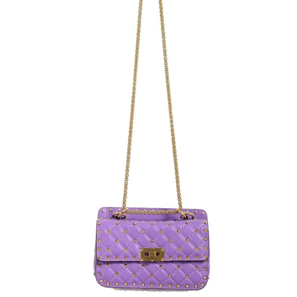 Valentino Garavani Purple Wisteria Rockstud Small Bag light Gold Hardware